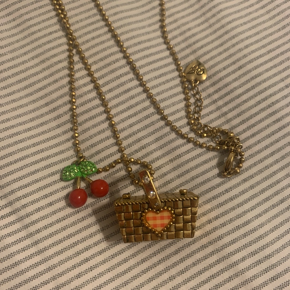 Vintage Betsey Johnson Picnic Basket Necklace